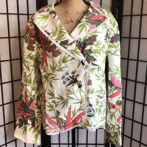 Coldwater Creek Spirit Tropics Print Linen Jacket